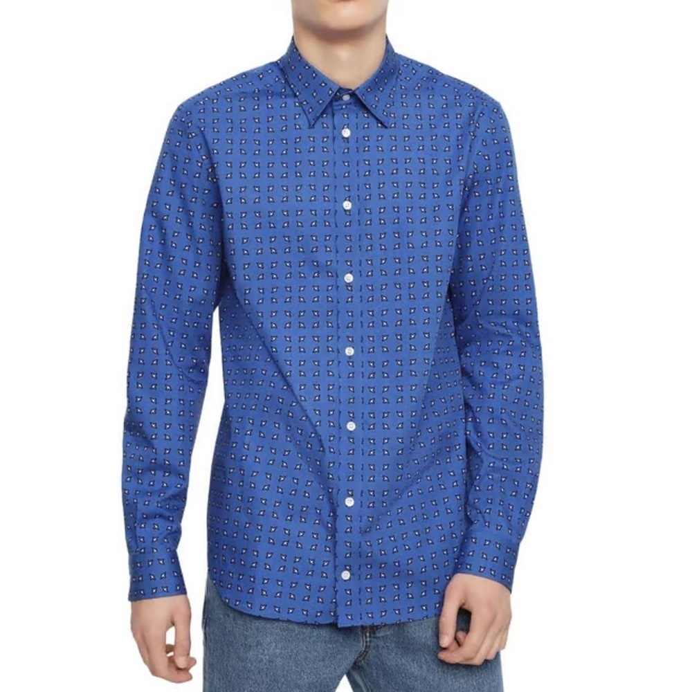 Diesel Blue Geometric Button Down Shirt